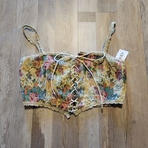 Women's floral top Secret Garden Corset Tank Top Size Large